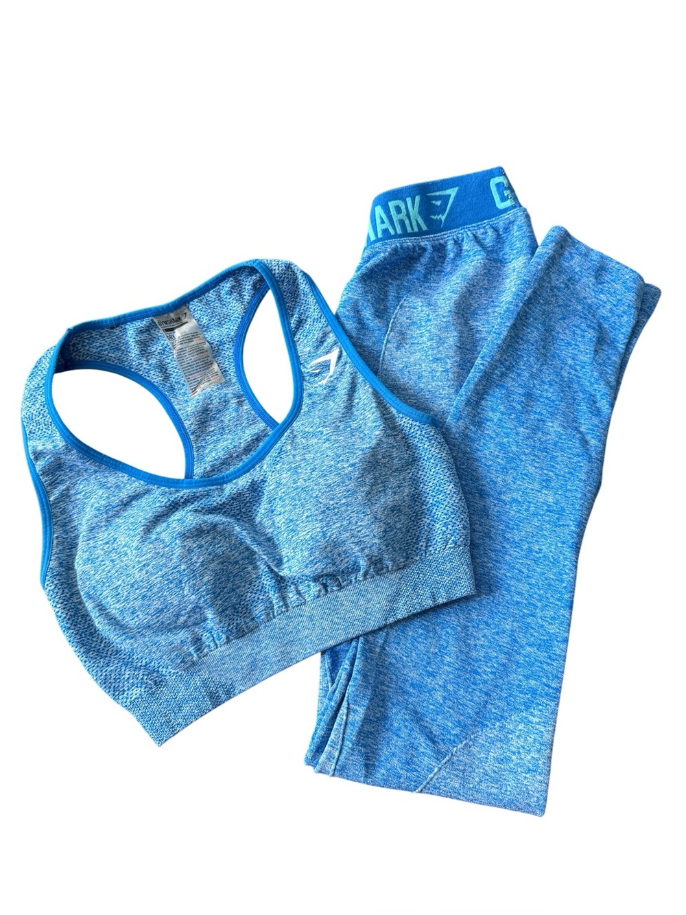 Gymshark Sz S Vital Seamless workout set two tone blues sports bra leggings EUC